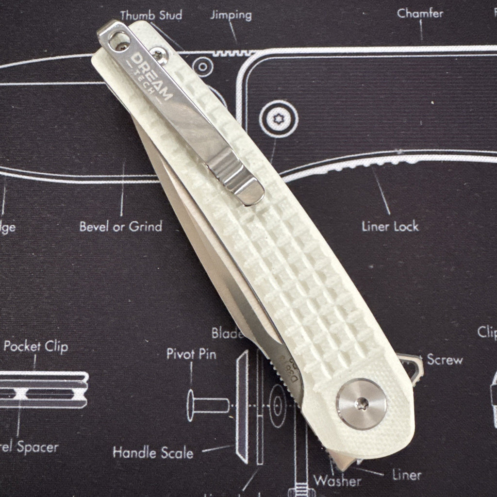 Dreamtech Linerlock White Frag G10 Folding D2 Steel Pocket Knife 3613GB