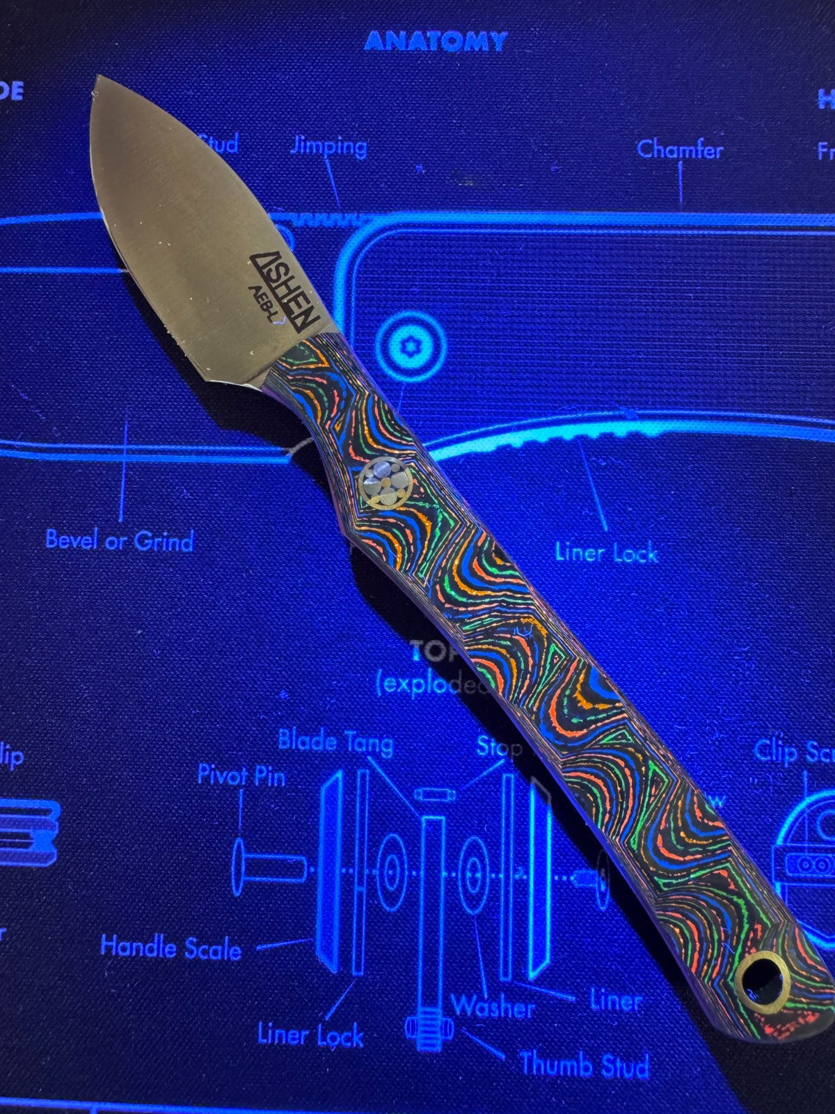 Christian Lishen Mini Scalpel 80s Camo Carbon Sculpted Handle - AEB-L Steel