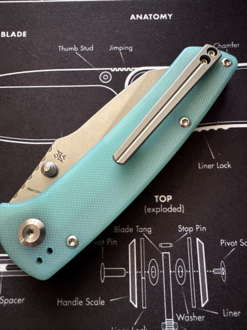 Kansept MAIN STREET T1015B4 BLUE G10 HANDLE STONEWASHED 154CM BLADE DIRK