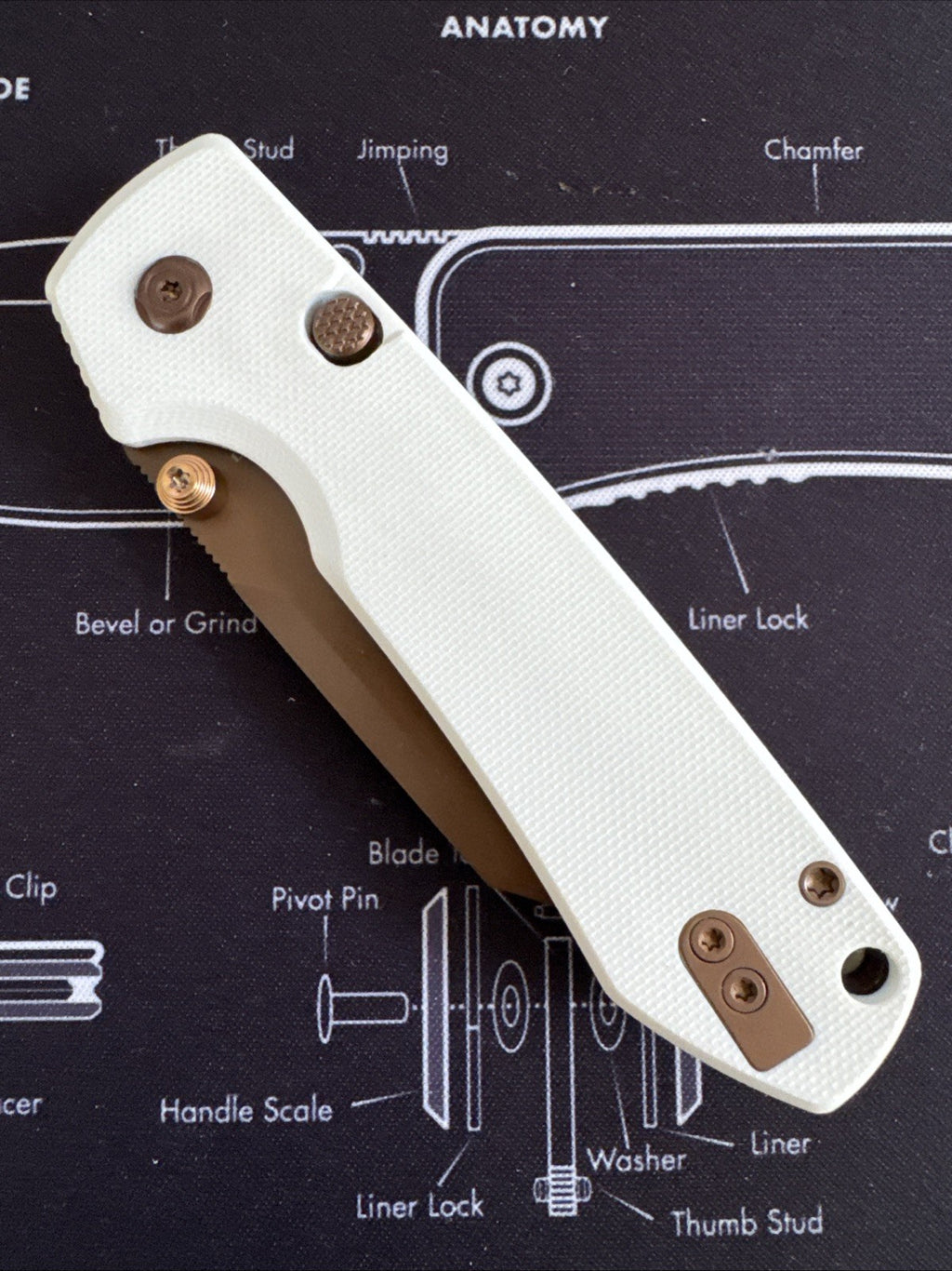 Vosteed Raccoon 2.0 Copper Dune White G10 Handle Folding Knife