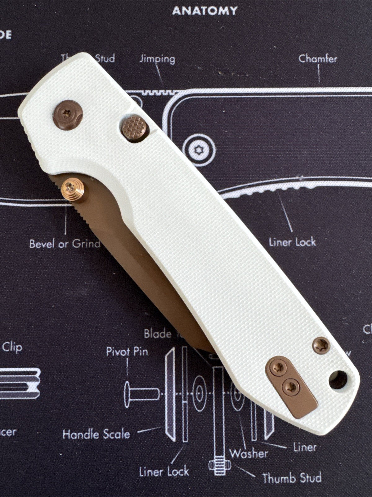 Vosteed Raccoon 2.0 Copper Dune White G10 Handle Folding Knife