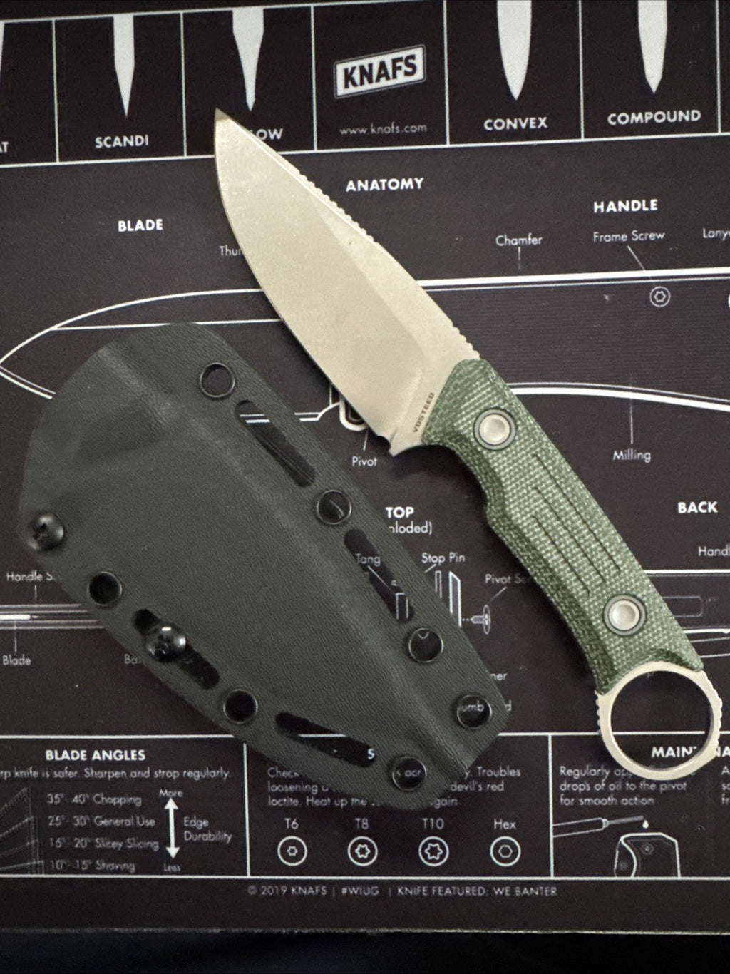 Vosteed Fullback Fixed Blade Knife Green Micarta (3.5" SW)