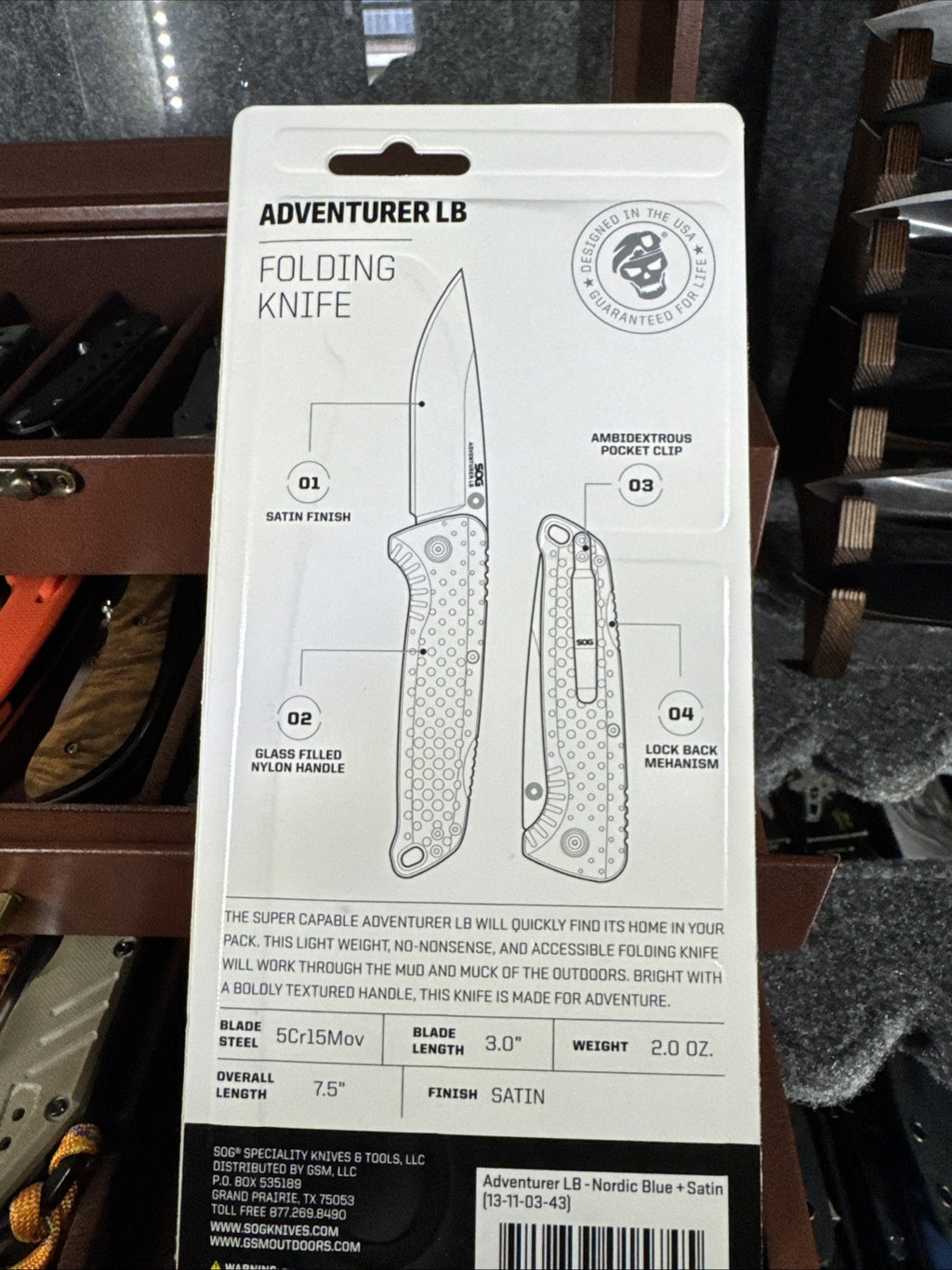 SOG Adventurer LB Lockback Black Folding knife - Free shipping