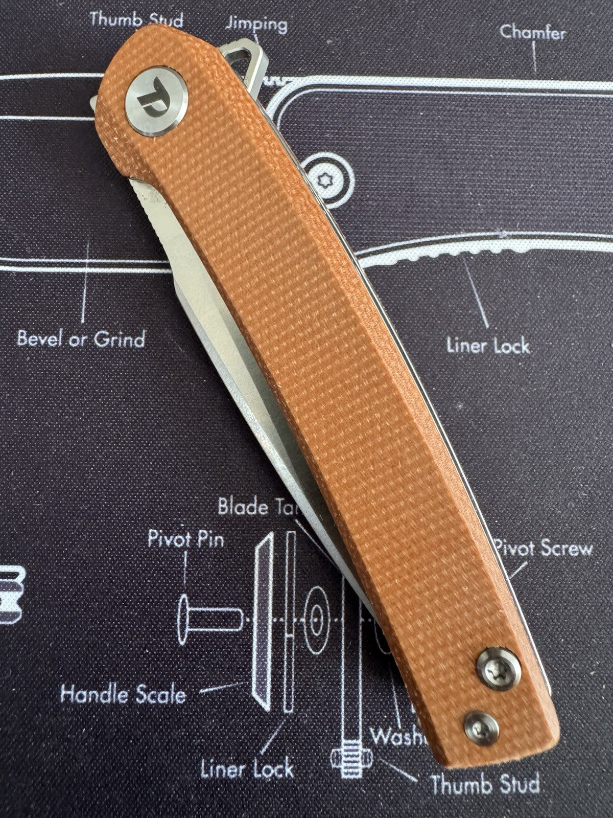 Dreamtech Linerlock Natural Micarta Folding D2 Steel Pocket Knife K3613MO