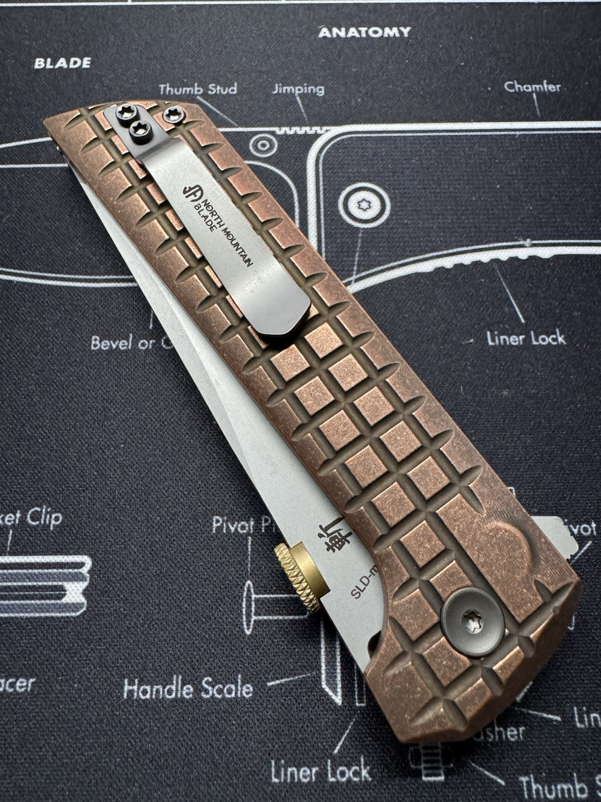 North Mountain Blade Chop Folding Knife 3½″ SLD-Magic Steel Blade Copper Handle