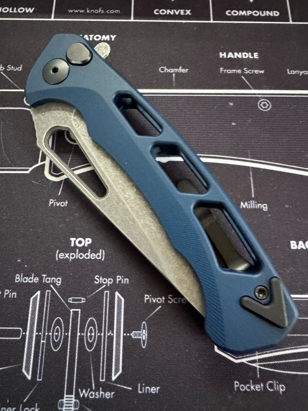 Dead Reckon Knives New Sexy Folding Knife S45VN Navy Blue Aluminum