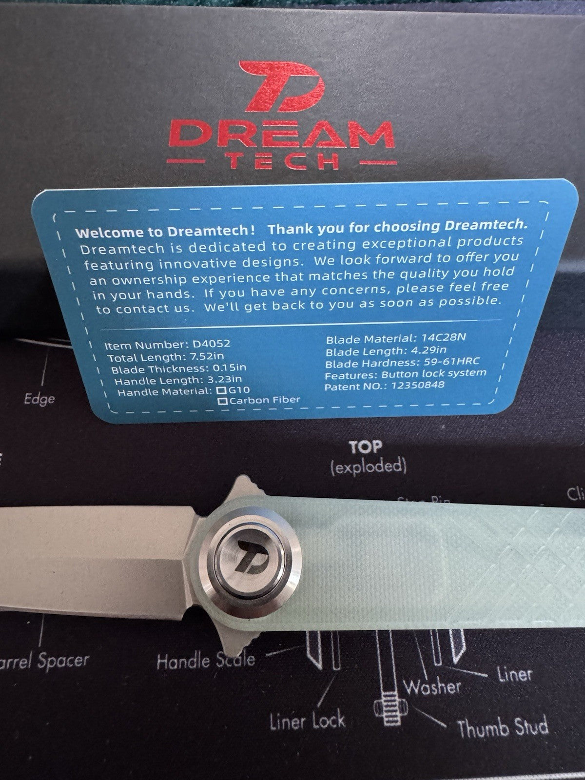 Dreamtech G10 Jade, 14c28n Blade, Dagger, Model : D4052 (Discontinued)
