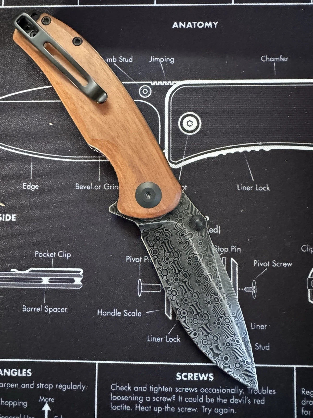 Civivi Pintail Linerlock Cuibourtia Wood Folding Damascus Pocket Knife 2020DS2