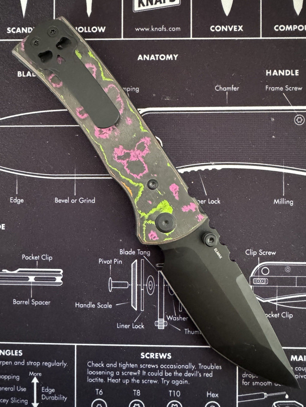 Chaves Knives Redencion 229 Folding Knife 3.5" Elmax Steel 80's Camo Glow Carbon