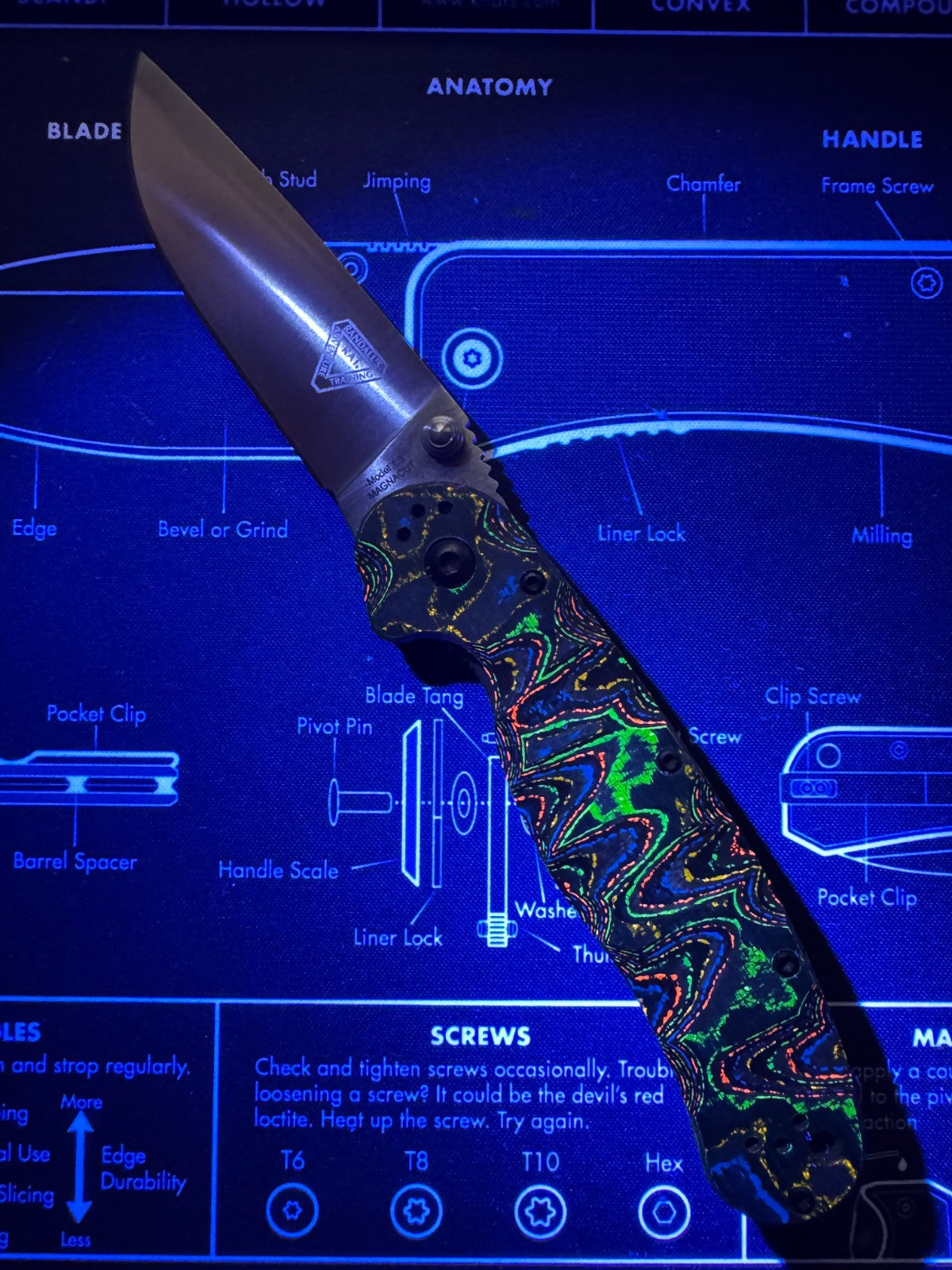 Ontario RAT 1.5 Sculpted by Lishen 80s Camo Carbon Linerlock Magnacut