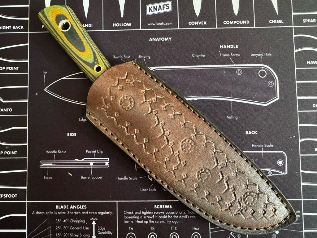 Gift-Ready 9.4" Damascus / Steel Knife Full Tang Hunt it Hunt + Leather Sheath