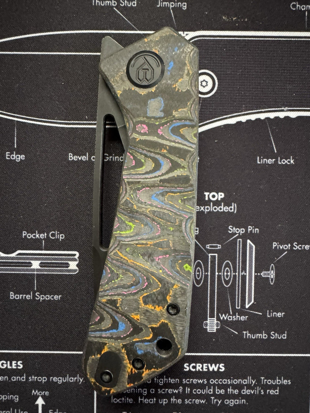 Kubey Thalia  80s Camo Carbon Knife M390 Blackwash Finish Sculpted By Lishen