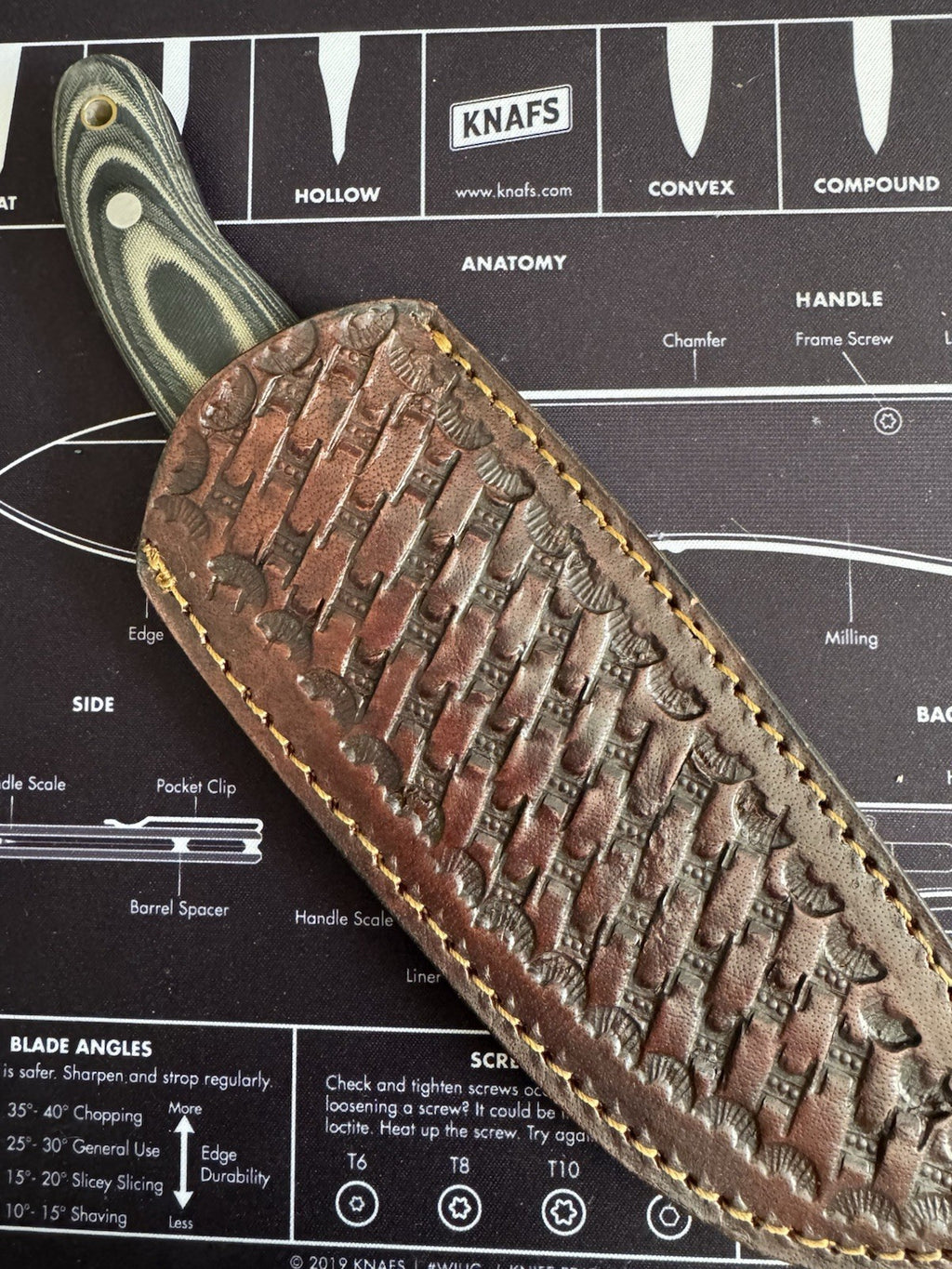 Gift-Ready 8.9" Damascus / Steel Knife Full Tang Hunt it Hunt + Leather Sheath