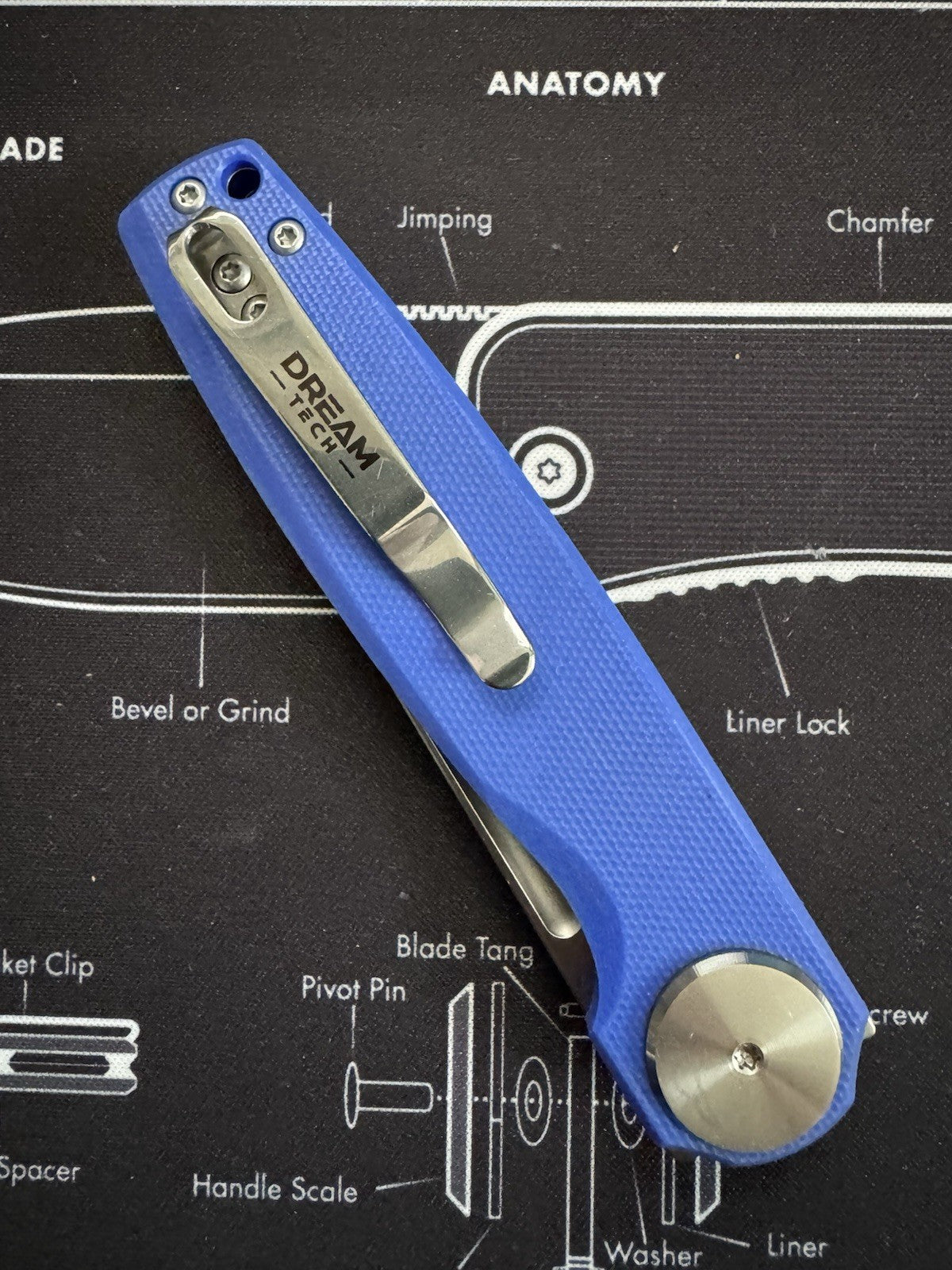RARE Color - Shot Show Dreamtech Prototype / Sample Blue G10 / D2 Blade - D4002