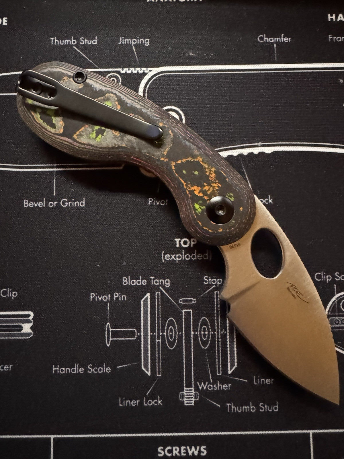 Kizer Microbe 80s Camo Carbon Fiber Folding M390 Pocket Knife 2742A1