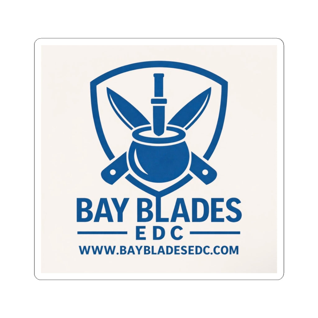 Bay Blades EDC Logo Kiss-Cut Sticker — Tactical Knife & Pot Emblem