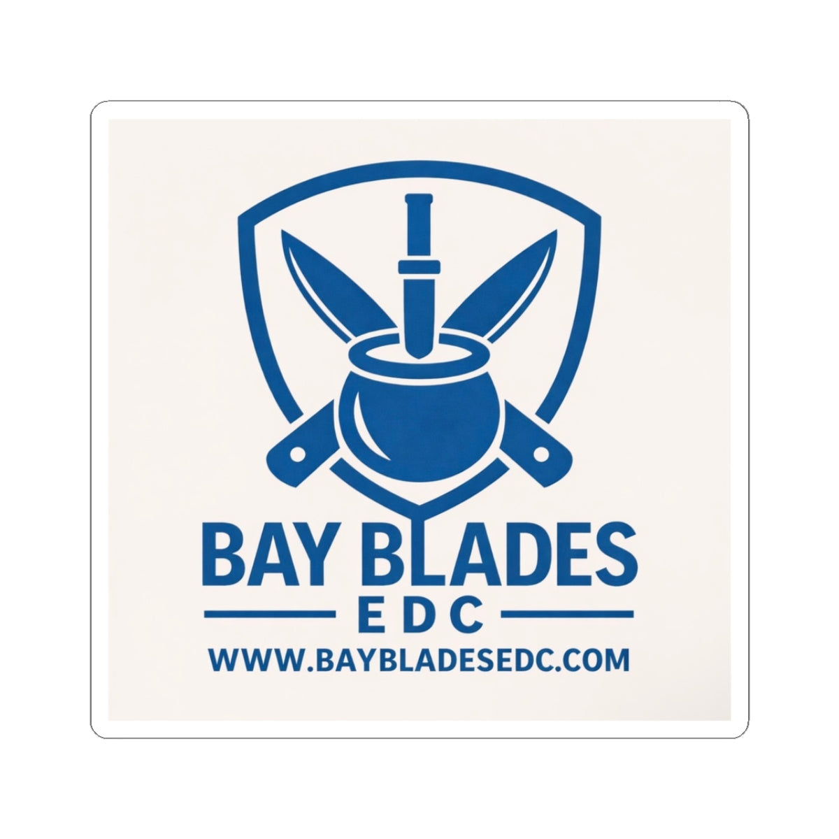Bay Blades EDC Logo Kiss-Cut Sticker — Tactical Knife & Pot Emblem