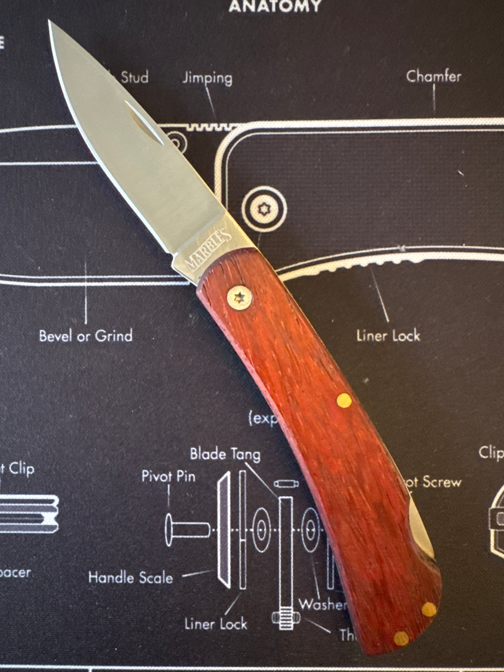 New Marbles Wood Lockback Folding Pocket Knife - MR470