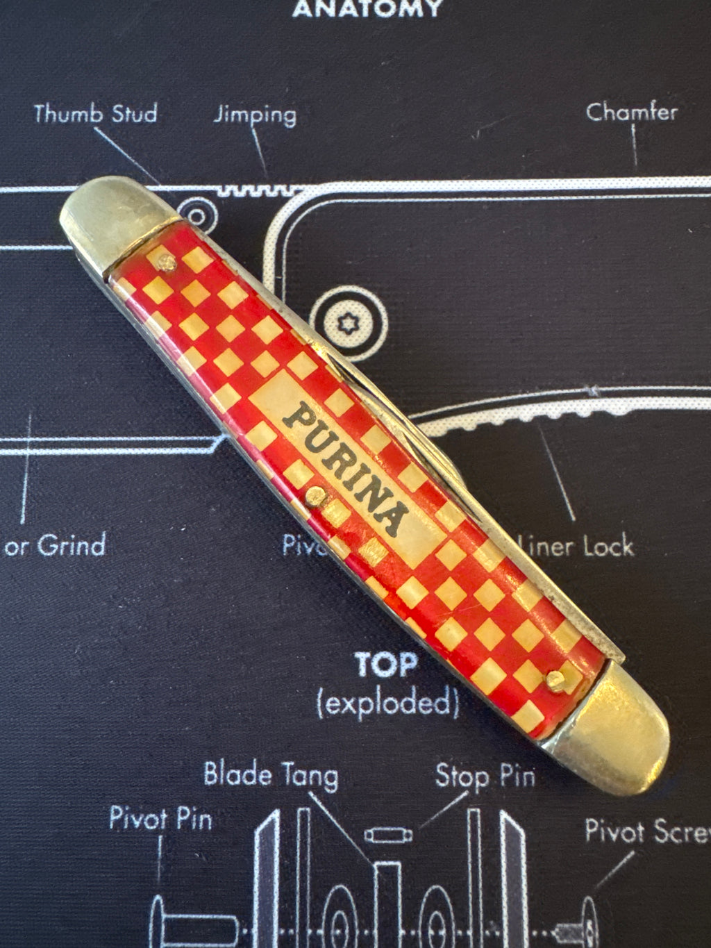 Kutmaster Purina Pocket Knife Folding Three Blade Vtg Advertising Utica NY USA